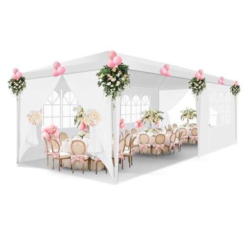 HOTEEL Pavillon 3x6 mit Fenstern & abnehmbaren Seitenwänden, Partyzelt 3x6 UV-Schutz, für Garten Gartenpavillon Hochzeit kommerzielle Aktivitäten, inkl. Heringe, weiß Upgrade 5.0