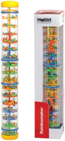 Rainmaker - 16 Inch Rain Stick Musical Instrument for Babies, Toddlers and Kids - Turn Over and Watch The Colorful Beads Flow Down The Tube As It Creates The Soothing Sound of Rain