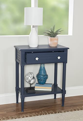 Linon Raleigh Navy Accent Table with Storage and Whimsical Starfish Drawer Pulls, 30.25" Tall - Image 4