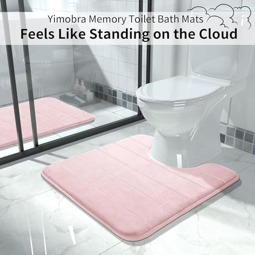 image for Yimobra Memory Foam Toilet Bath Mat U-Shaped, Soft and Comfortable, Su