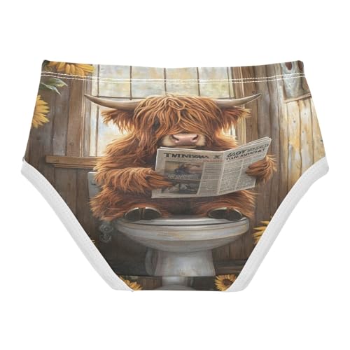 Funny Highland Cow Sitting on Toilet Reading Newspaper Toddler Girls's Underwear 2T 202b85802
