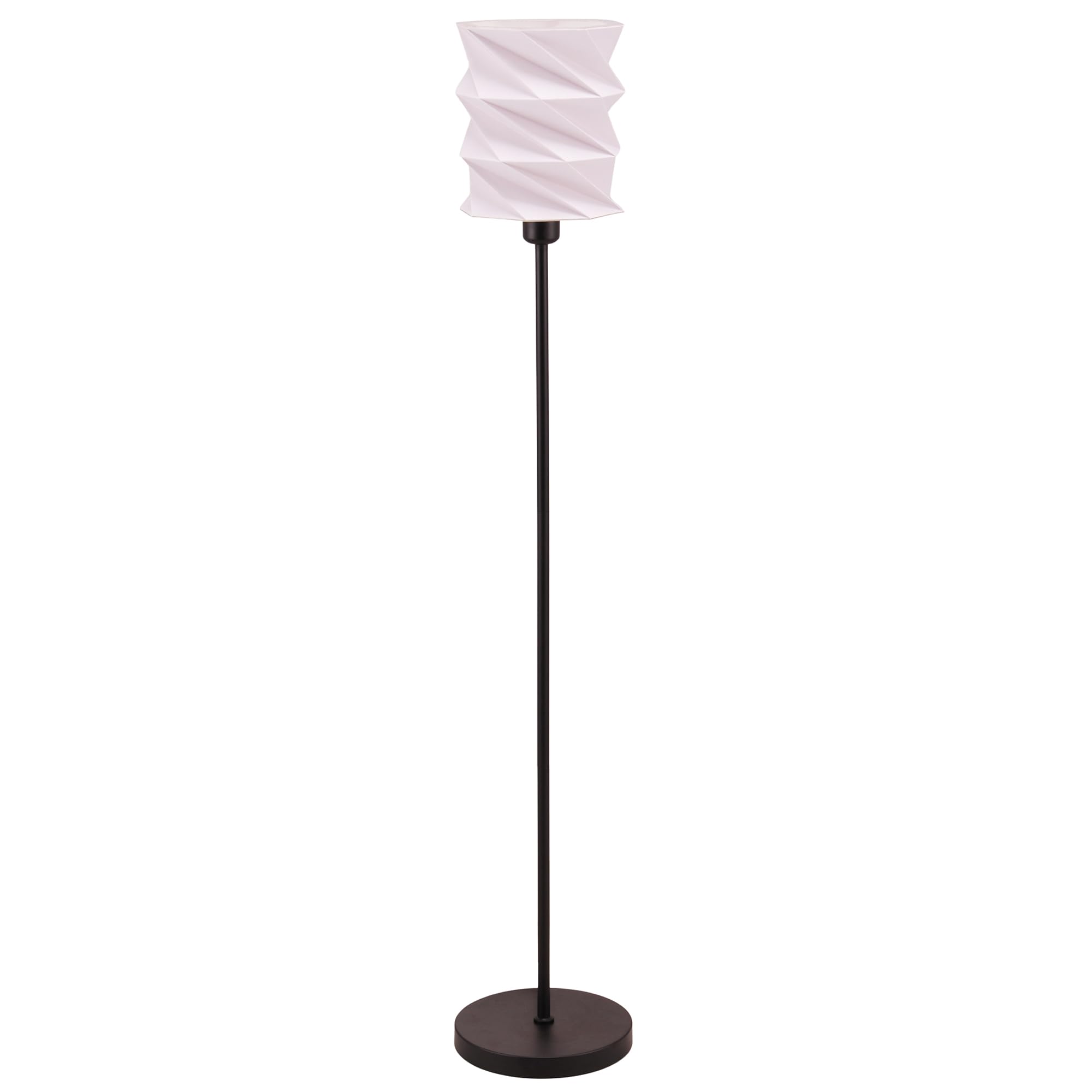 Happy Homewares Modern Unique Matte Black Floor Lamp with Foldable White Geometric Shade | 120cm Height | Inline Foot Switch Button | 1 x 11w
