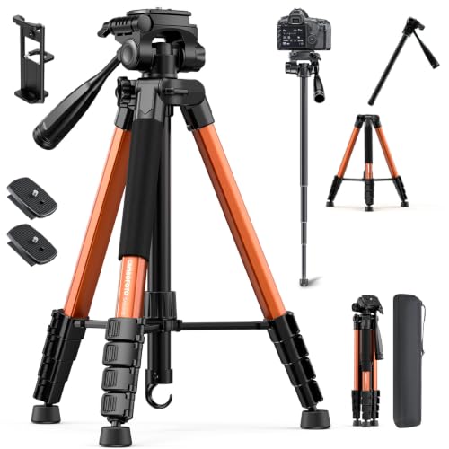 CAMBOFOTO 73" Camera Tripod and Monopod, Aluminum Tripod Stand/Burnt Orange