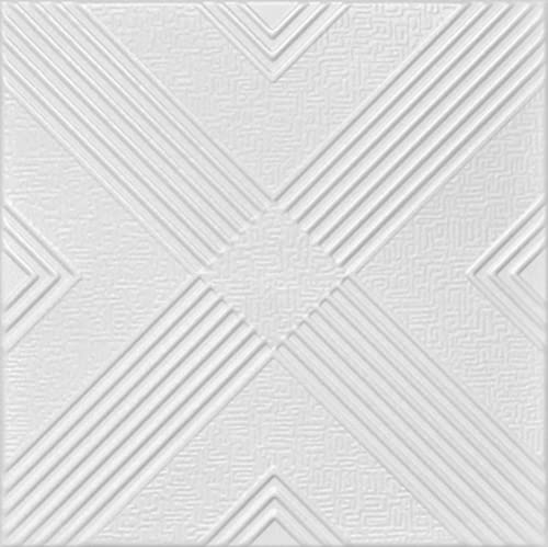 Home Décor Decorative Foam Glue Up Ceiling Tile 20 x 20 - R34W Plain White