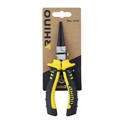 RHINO - Pince à bec rond 160 mm universelle - Fabriqué en Acier haute qualité - Longueur 160 mm - Manche bi-matière, longue durée de vie - Garantie à vie