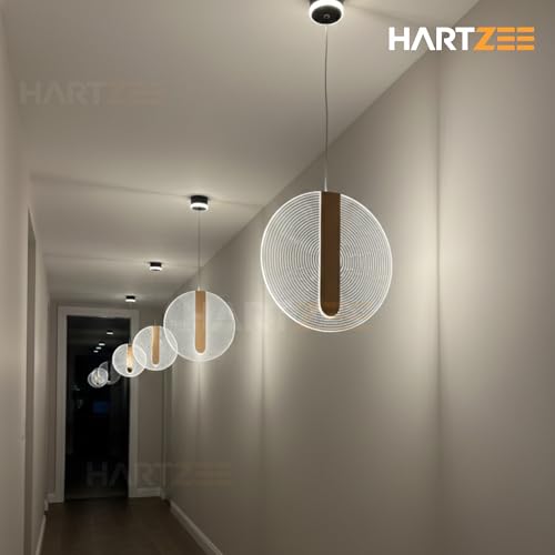 Image of Haloid LED Pendant Lamp | Modern Acrylic Chandelier Hanging Ceiling Light for Bedroom, Living Room, Dining Room, Cafe & Office | 3000K Warm White Decorative Indoor Lighting (1 Pack)