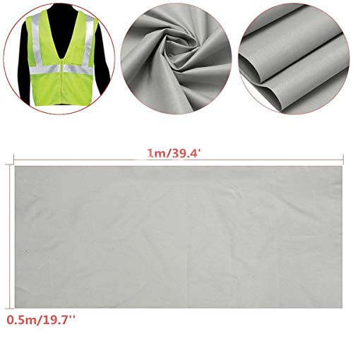 Ltkj 20" Wide Silver Reflective Fabric Safty Strip Gray Sew On Material 1.5'X39" 0.5Mx1M #TOP6