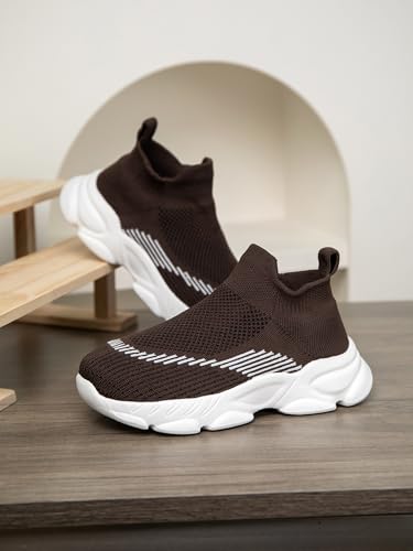 Boys Girls Sock Shoes Casual Sports Running Walking Knitted Sneaker Slip-On High Tops Lightweight Breathable Non Slip (Toddler/Little Kid/Big Kid)4