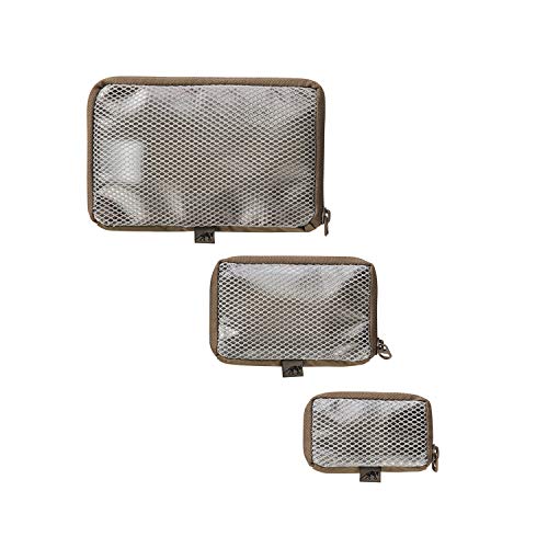 Tasmanian Tiger TT Mesh Pouch Set VL Rucksack Organizer Mesh Zusatz-Taschen Set in 3 Größen mit Klett-Rückseite (Coyote Brown) – Ansicht 2