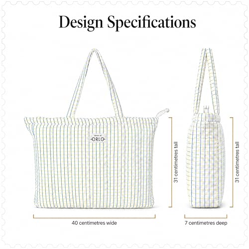 Image of Premium Cotton Waffle Quilted Tote Bag, Large Spacious Handbag for College, Office, Work, Travel, Shopping & Daily Use
