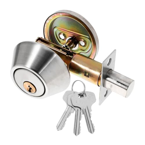 PENIKOKO Heavy Duty Single-Sided Deadbolt Lock with Copper Core Iron Key Invisible Auxiliary Security Lock for Interior Doors Fits Door Thickness Sleek Silver Finish