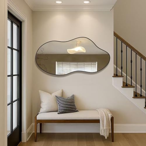 Image of Irregular wall Mirror 24 inchx41 inch Black Asymmetrical Mirror