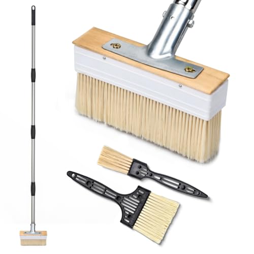 PCVANLEY 1 Set 160CM verstellbaren Griff Decking Pinsel mit 1 und 3 Pinseln, für Holz, Wand, Deck, Möbel Malerei, Beschichtungen