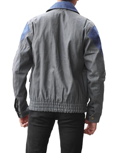 Marty Back to the Future Mcfly Men Blue Denim Jacket - Grey And Blue Jean Jacket2