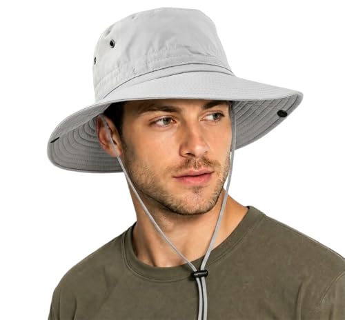 Image of UNIPRIMEBBQ Sun Hat for Men – UPF 50+ Foldable Safari Hat, Lightweight Fishing & Hiking Boonie Hat with Breathable Mesh