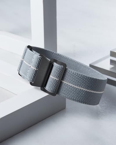 Image of BINLUN Elastic Nylon Watch Band 18mm 20mm 22mm Marine Nationale Fabric Military Parachute Replacement Watch Strap Men Women Silver & Black Buckle - Upgraded Hook-and-Loop Buckle