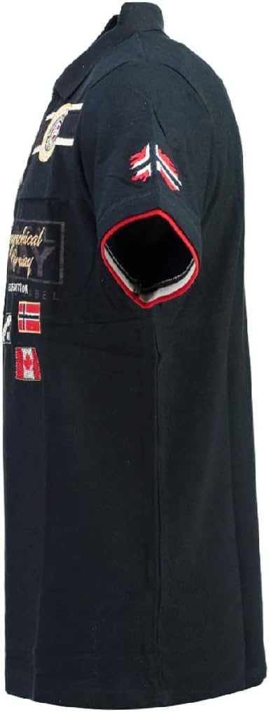Geographical Norway Klipo Men - Men's Cotton Polo Shirt - Regular Fit Short Sleeve - Breathable Short Sleeve T-Shirt - Classic Men's T-Shirt (Navy M)