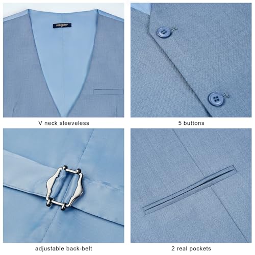 Image of HISDERN Mens Suit Vest Business Casual Dress Waistcoat Vest Solid Color Formal Wedding Vests for Suits or Tuxedo