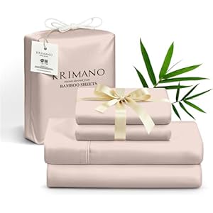 Queen Size Sheet Set, Viscose Bamboo Sheets for Bed Set 4pcs, 100% Viscose Derived from Bamboo, Hotel Luxury Silky & Cooling for Hot Sleepers, Deep Pocket Up to 17", Light Pink