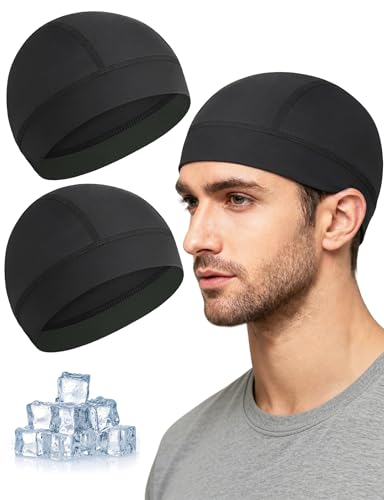 Becellen 2 Piezas Gorros Ciclismo Bajo Casco Verano, Sotocasco Bici Verano Running Skull Cap Forro de Casco Transpirable para Mujeres Hombres Actividades al Aire Libre