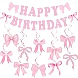 誕生日 飾り付け リボン セット 女の子 男の子 飾り 装飾 バースデー パーティー HAPPY BIRTHDAY お祝い イベント (ピンク（リボンカード10枚）)