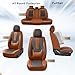 Coverado Car Seat Covers Full Set, Nappa Leather Seat Covers for Car, Waterproof Car Seat Protector with Lumbar Support, Automotive Seat Covers Universal Fit for Most Cars SUV Trucks (Brown-Black)