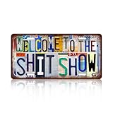 Vintage Welcome License Plate Welcome To The Shit Show Wall Decor Metal Tin Sign For Bar Home 12 x 6 Inches