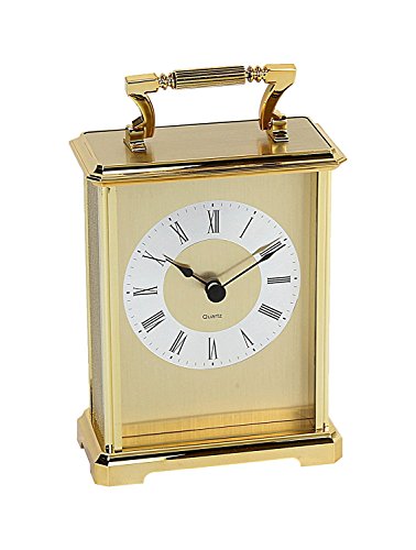 Wm. Widdop Gilt Design Roman Numerals Carriage Clock, Gold
