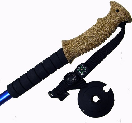 Hikker HP-5 Anti-Shock Hiking Pole, 2-Pack, Anti Shock Hiking/Walking/Trekking Trail Poles - 1 Pair with Compass & Thermometer