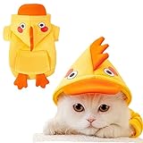 Cartoon Chicken Dog Hoodies with D-Ring Pet Chicken Cosplay Yellow Puppy Hooded Coat Doggy Warm Clothes with Hat Winter Sweatshirt for Cats and Small Medium Dogs (A, Small)