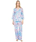 LAUREN RALPH LAUREN 3/4 Sleeve Notch Collar Long Pants PJ Set Multi/Paisley XS (US 0-2)