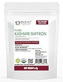 Blue Lily Organics Premium Kashmiri Saffron - USDA Organic, Non-GMO, Long Whole Threads, 0.5 gms