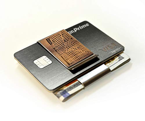 Wood money clip, money clip for men, Detroit wallet, metal money clip, double sided money clip, wood card holder -Detroit map design | Gold and Grain Detroit |