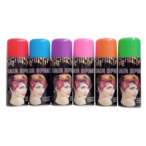 Temporary Hair Color Spray Instant Vibrant Color, Fast-Drying, Non-Sticky 6 Assorted Colors, 4 Fl Oz Each, Fragrance-Free, Safe for All Hair Types