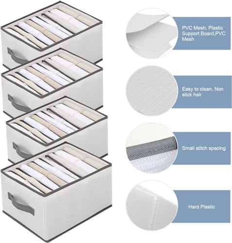 Image of Mulitple Compartments Foldable Jeans, T-Shirt, Pant Organizer; Clothing Storage Solution for Wardrobe Organization & Clothes Management (12 compartment (pack 0f 4), White)