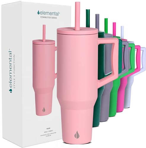 Image of Elemental Spill Proof 40oz Insulated Tumbler with Handle & Straw Travel Mug