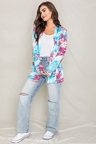 Image of Eloges Women's Multi Stripe Soft Knit Open Cardigan with Suede Elbow Patch