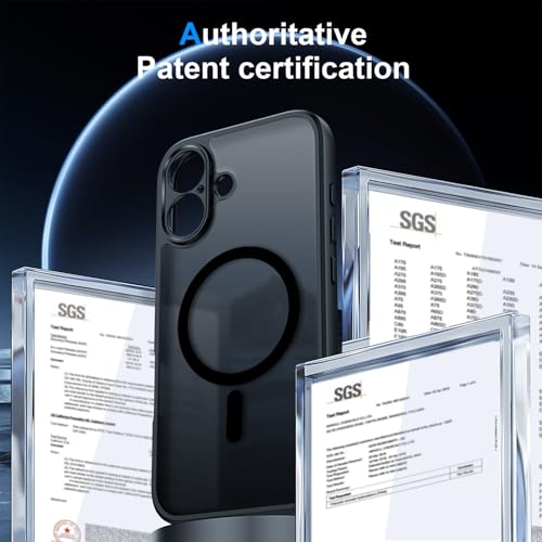 Qasyfanc Funda Magnética para iPhone 16 Compatible MagSafe con 2 Privacidad Cristal Templado Antiespia, Protección de Cámara Carcasa Translúcida Mate Trasera, Fina Antigolpes Negro - imagen 6