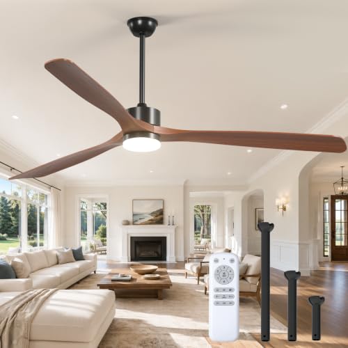 Image of addlon 80 Inch Solid Wood Ceiling Fans with Lights and Remote Control | 3CCT dimmable light, quiet reversible DC motor, 6 speeds, memory, timer; bedrooms, living rooms, covered patios and gazebos