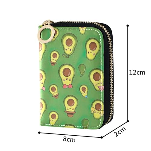 Colored Women's Wallets Small Cute Card Holder RFID Blocking Cute Cartoon Avocados Green Zipper Wallet with Coin Pouch3