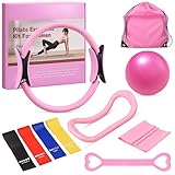 Holtrae 10 Teiliges Pilates Set,Home Pilates für Frauen,Pilates Essential Kit für Frauen mit Yoga Ball,mit Yoga Ball,Yoga Ring,Tragbaren Tasche,Spannungsring,Fitnessband,für Home Gym,Outdoor Fitness