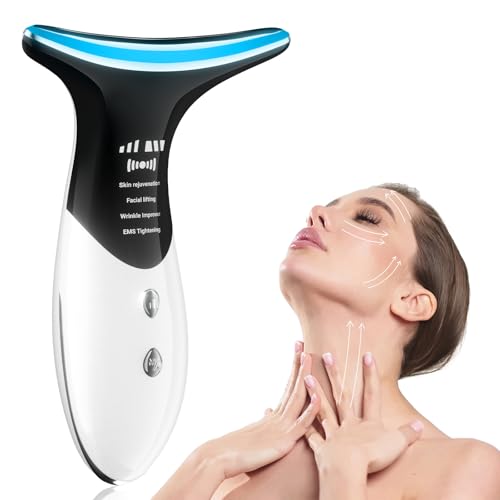 Masajeador Cara Cuello Eléctrico, 4 en 1 Masajeador Facial Portátil, Reafirmante de La Piel, Mejora de la Textura, Masaje Profundo