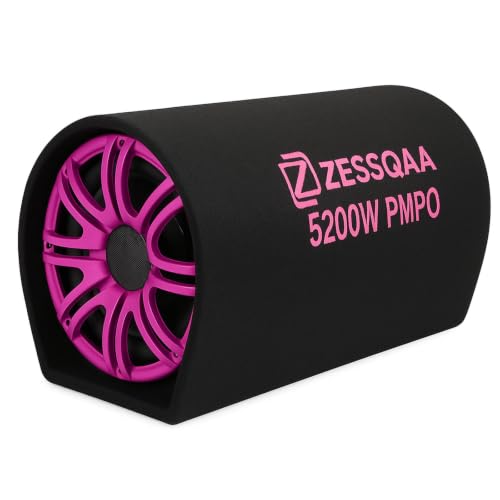 Image of 10 Inch D-Shaped Car Bass Tube | Built-in Amplifier | Dual Voice Coil | Plug & Play | Pink