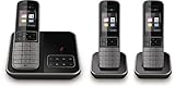  T-COM Sinus A606 / A 606 TRIO SET schwarz, analoges DECT Telefon mit Anrufbeantworter