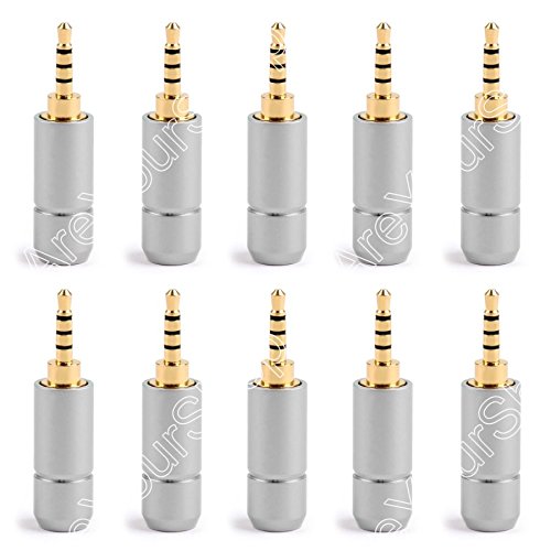 10Pcs 2.5mm 4 Pole Stereo Male Repair Headphone Jack Plug Audio Soldering