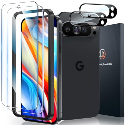 LK 2 Pack for Google Pixel 10 Pro XL Screen Protector + 2 Pack Camera Lens Protector, Fit Lens Cutouts Ports, Max Coverage, HD Clear 9H Tempered Glass for Google Pixel 10 Pro XL, Easy Install
