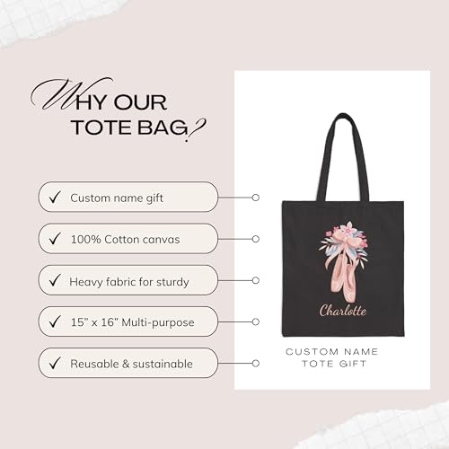 Custom Girls Pink Dancing Shoes Tote Bag, Ballet Dance Shoes Bag for Little Dancers, Kids Woman Fashion Accessory, 15" x 16"4