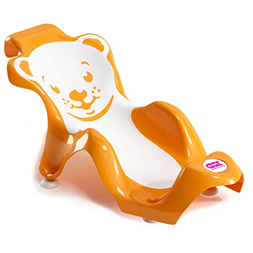 OKBABY Buddy - Hamaca de baño ergonómica con asiento de goma antideslizante para el baño del bebé - para bebés de 0 a 8 meses (8 kg) - Naranja Cover