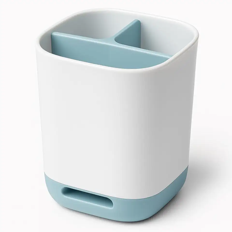 Porta Escova de Dentes com Divisórias Desmontável – Ventilado, Fácil de Limpar, Ideal para Escova Elétrica e Pasta – Organizador de Banheiro Compacto. (Azul)