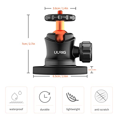 Uurig Magnetic Camera Mount With 360° Ball Head, Magnetic Mount Base Stand With 1/4"-20 Thread Compatible With Gopro, Rubber Coated Magnet Base Deal For Mounting Action Cameras To Cars Body #TOP5